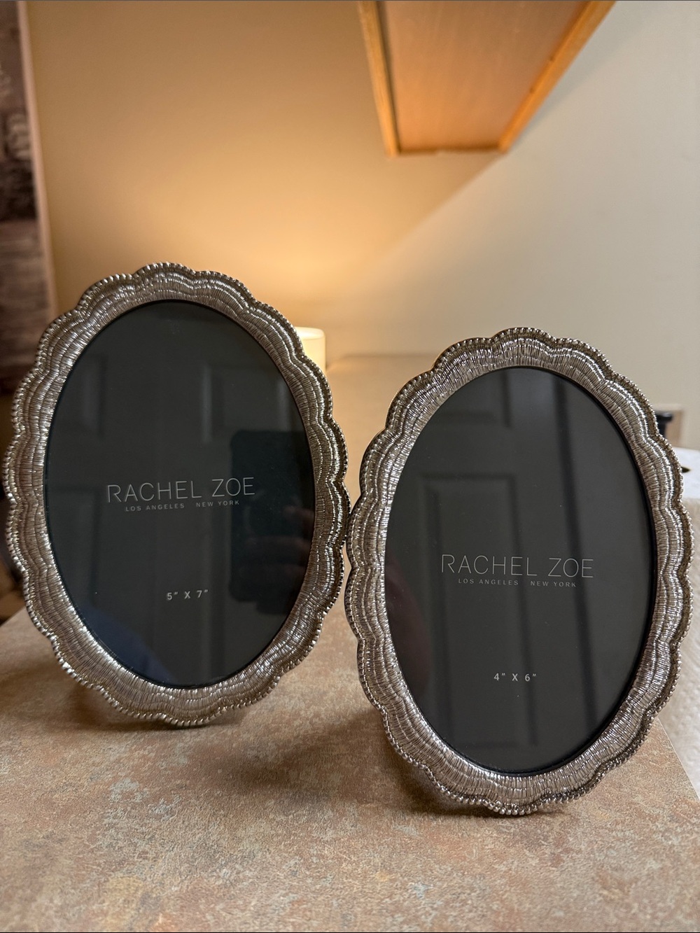 Rachel Zoe Silver Scalloped Oval Picture Frames - Pair